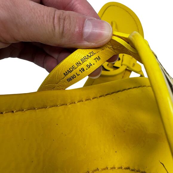 TORY BURCH Yellow Patent Leather Naplak Miller Logo Sandals Slides Flip Flops 7 - Picture 5 of 8